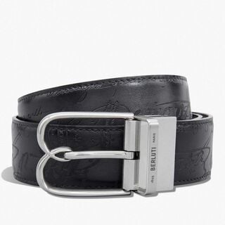 B Volute Scritto Leather 35Mm Reversible Belt, BRICK + NERO GRIGIO, hi-res