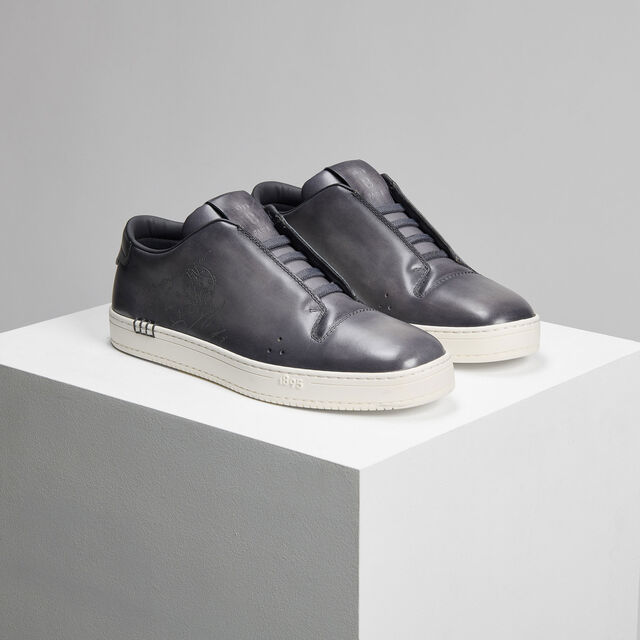 Playtime Scritto Venezia Calf Leather Sneaker Slip On, LIGHT ALUMINIO, hi-res 3