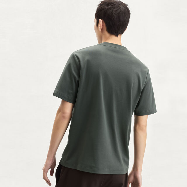 Leather Tab T-shirt, DARK GREEN, hi-res 3