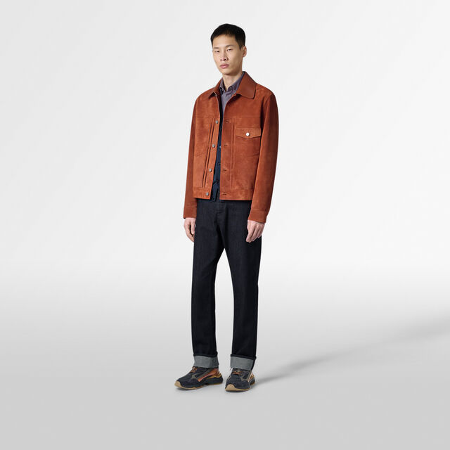 Suede Denim Jacket, ORANGE RUST, hi-res 4