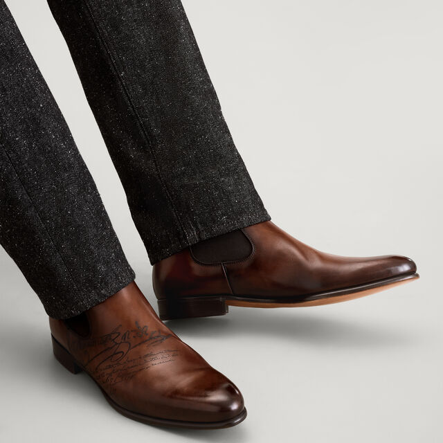 Cursive Galet Scritto Leather Boot, EBANO, hi-res 2