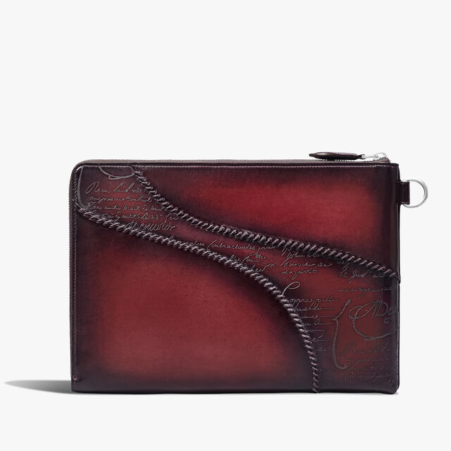 Nino GM Scritto Leather Clutch, SAINT EMILION, hi-res 3