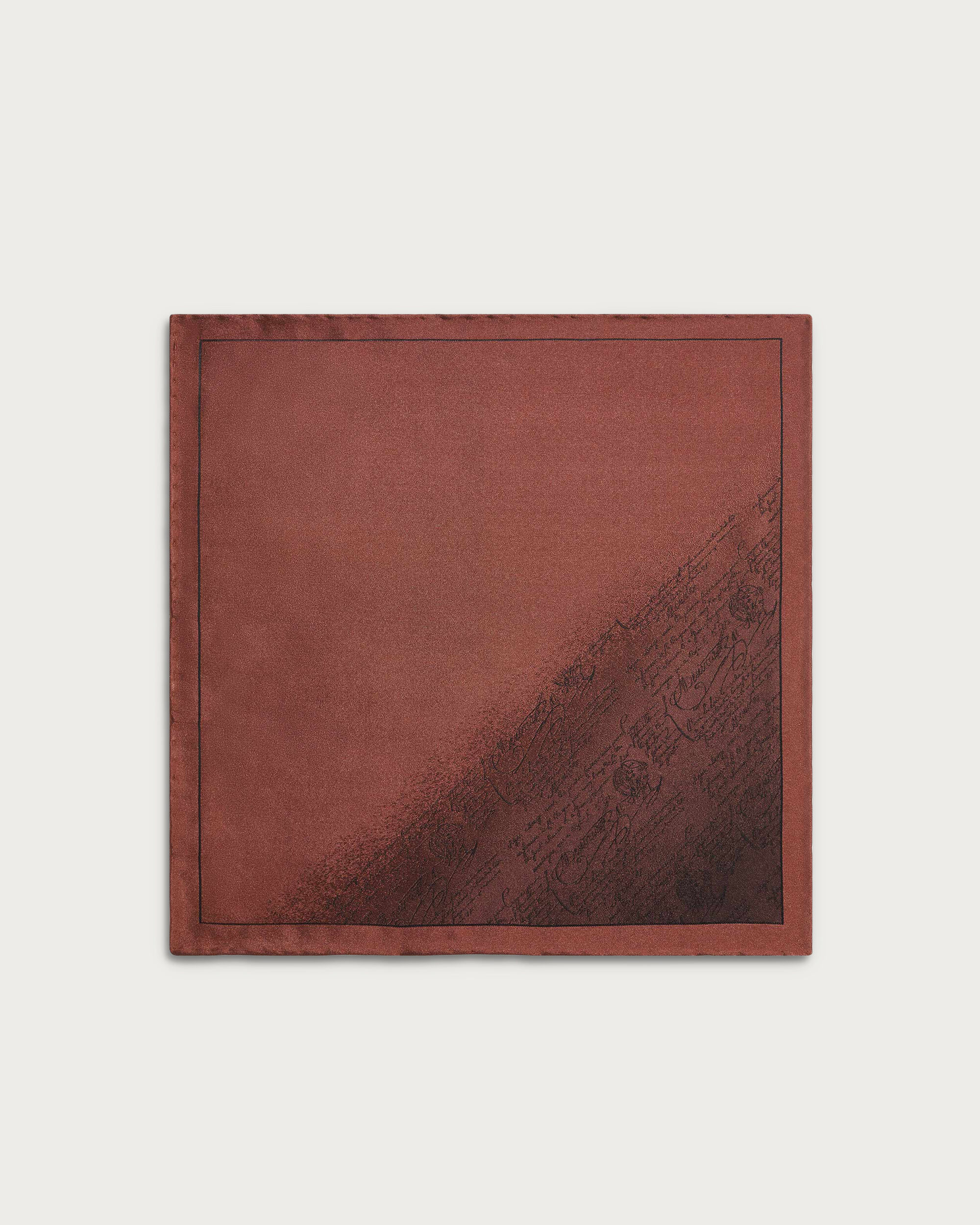 Scritto Pattern Handkerchief, Chestnut Brown, hi-res