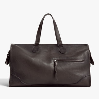 Overnight Travel Bag In Leather, DARK BROWN, hi-res