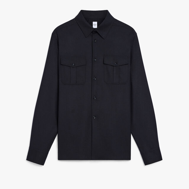 Wool Military Shirt, MIDNIGHT BLUE, hi-res 1