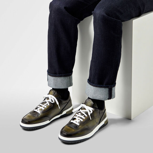 Playoff Scritto Venezia Calf Leather Sneaker, NERO CAVIAR, hi-res 7