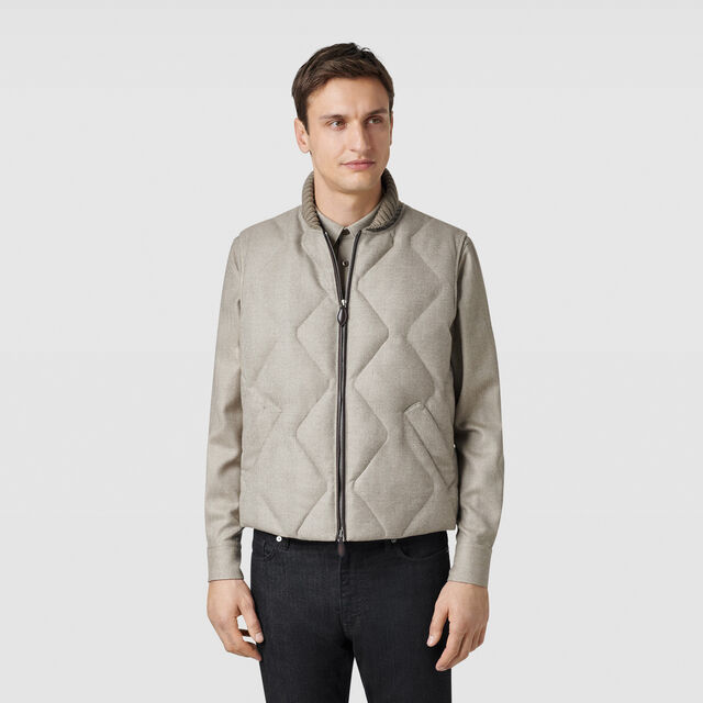 Wool Herringbone Gilet, TAUPE GREY, hi-res 2
