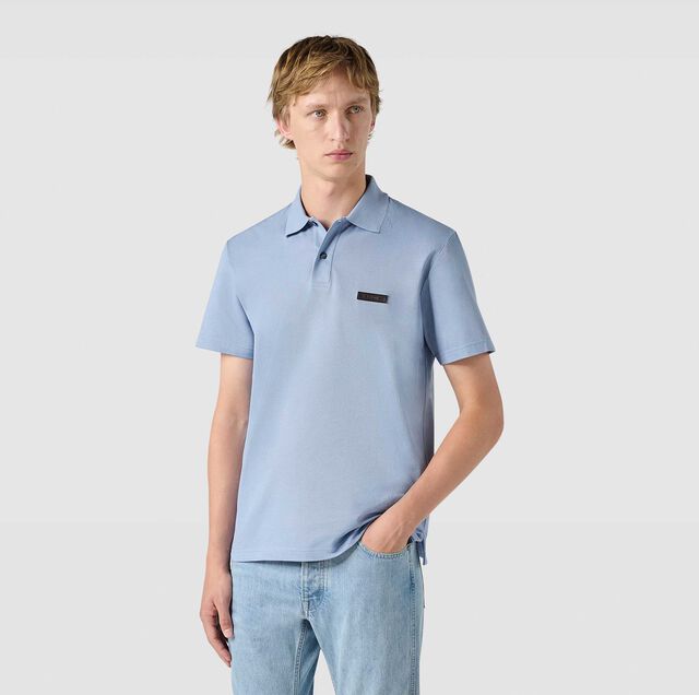 Classic Pique Leather Tab Polo, PALE BLUE, hi-res 2