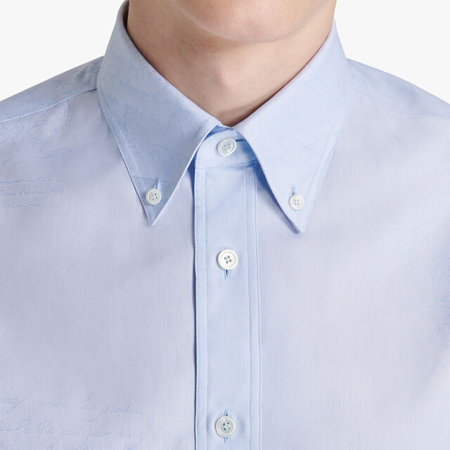 Cotton Scritto Button-Down Collar Shirt, SKY BLUE, hi-res 6