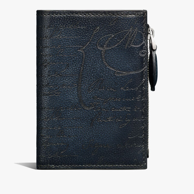 Periple Scritto Leather Compact Wallet, INDIGO DENIM, hi-res 1