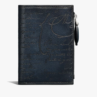 Periple Scritto Leather Compact Wallet, INDIGO DENIM, hi-res