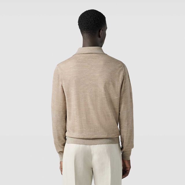 Light Scritto Wool Long Sleeves Polo, PEBBLE BEIGE, hi-res 3