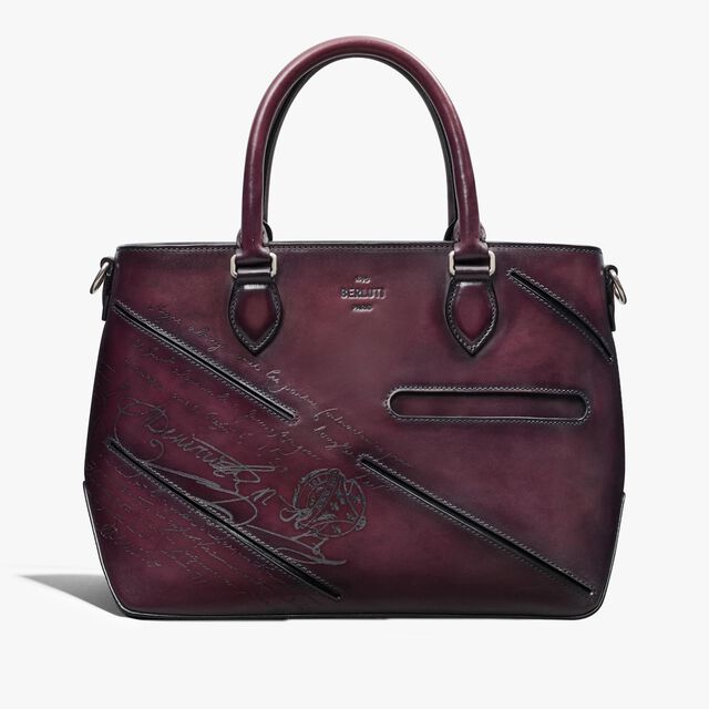 Toujours XS Scritto Leather Tote Bag, GRAPES, hi-res 1