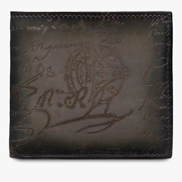 Makore Scritto图纹皮革钱包, ELEPHANT GREY, hi-res 1