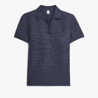 Linen Scritto Short Sleeved Vareuse, SHADES OF BLUE  , hi-res