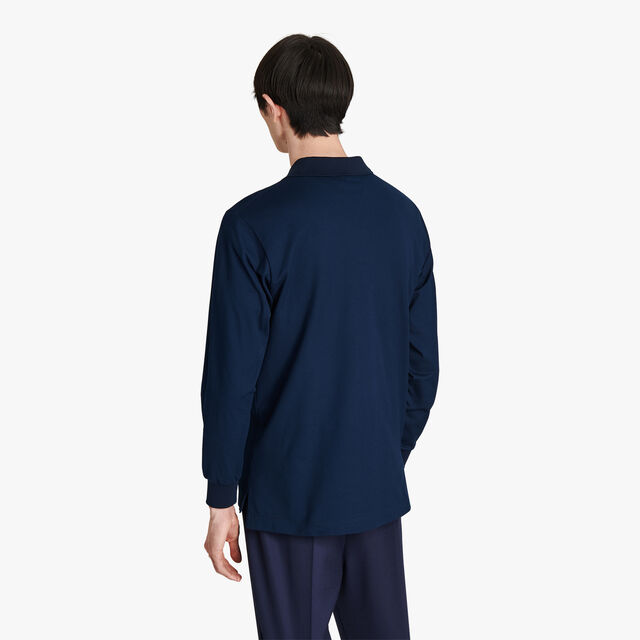 皮革标签长袖polo衫, ATLANTIC BLUE, hi-res 3