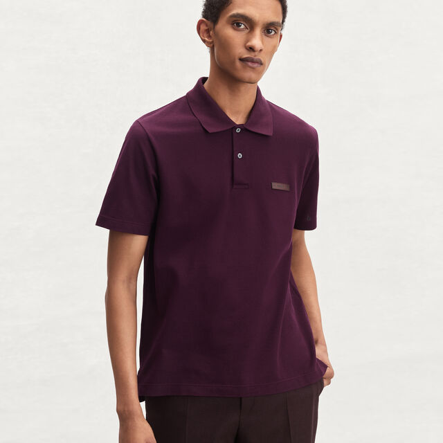 Leather Tab Polo, PURPLE GRAPE, hi-res 2