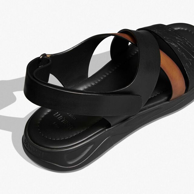 Shadow皮革凉鞋, BLACK + CACAO INTENSO, hi-res 5