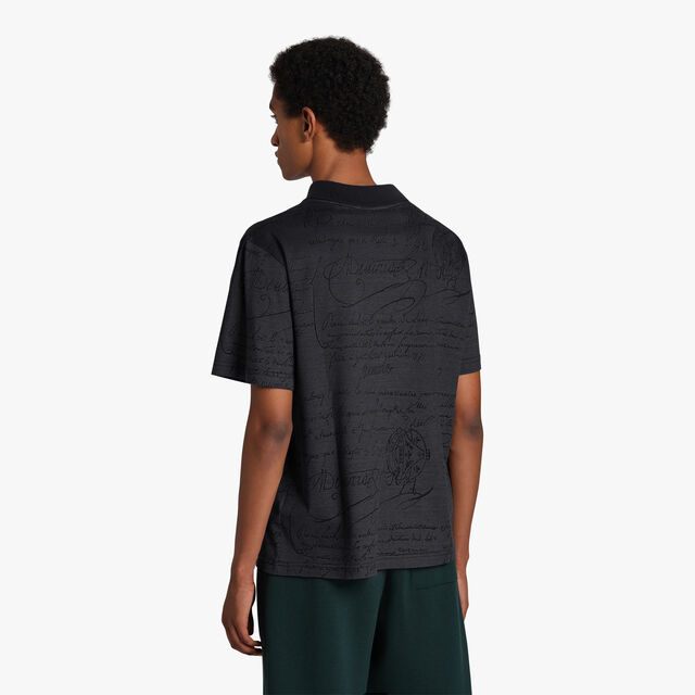 All Over Scritto Jacquard Polo, DUSTY BLUE, hi-res 3