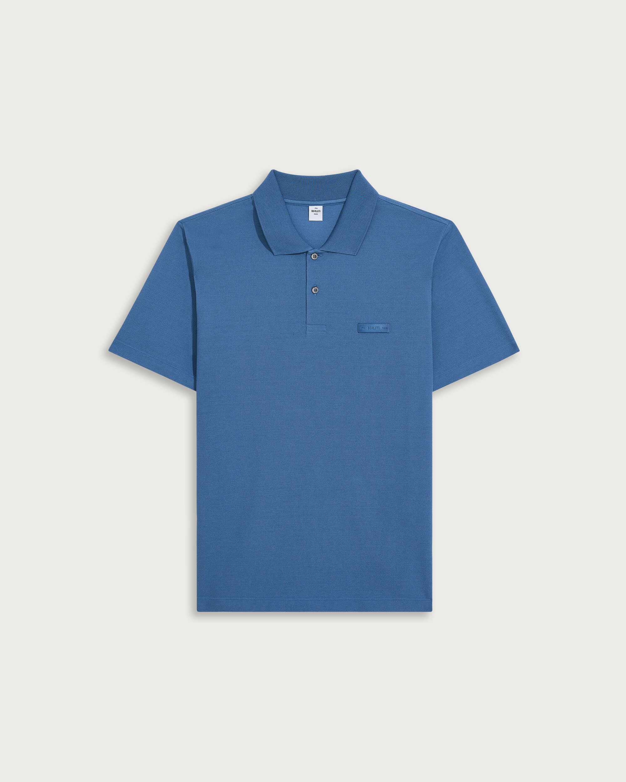 Polo with Leather Detail, Helvetia Blue, hi-res
