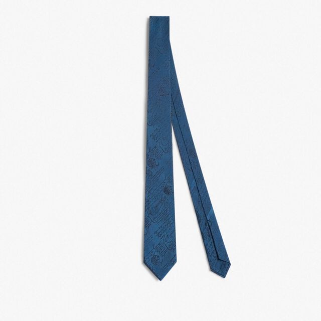 Cravate Scritto, DEEP EMRALD BLUE, hi-res 1