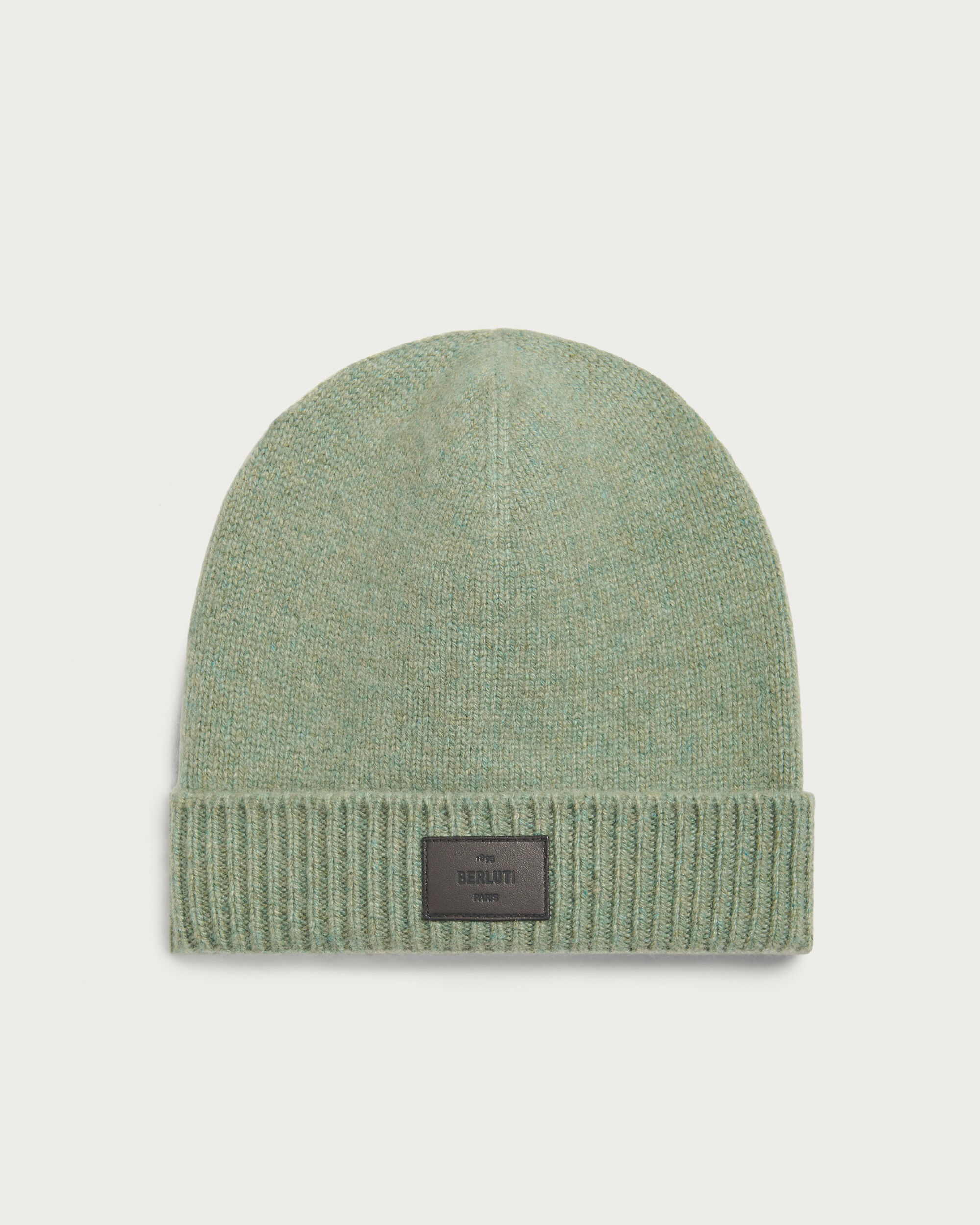 Beanie with Leather Detail, Dry Moss, hi-res