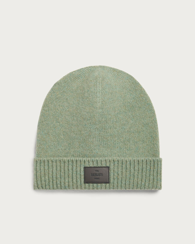 Beanie with Leather Detail, Dry Moss, hi-res