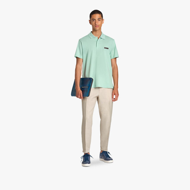 Polo With Leather Tag, SAGE, hi-res 4