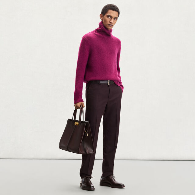 Leather Braiding Turtleneck, PURPLE FUSHIA, hi-res 4