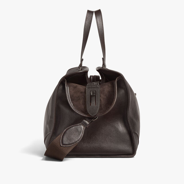 Overnight Travel Bag In Leather, DARK BROWN, hi-res 5