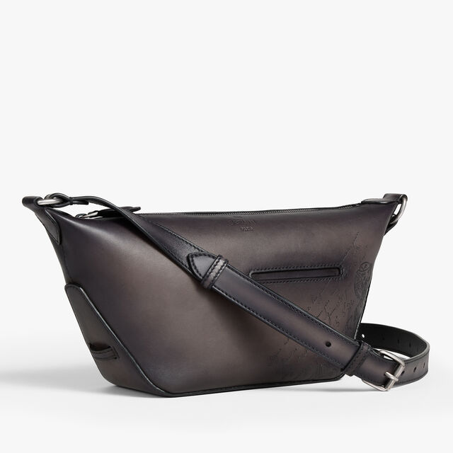 Toujours Soft Zipped Hobo XS In Scritto Leather, CHARCOAL, hi-res 6