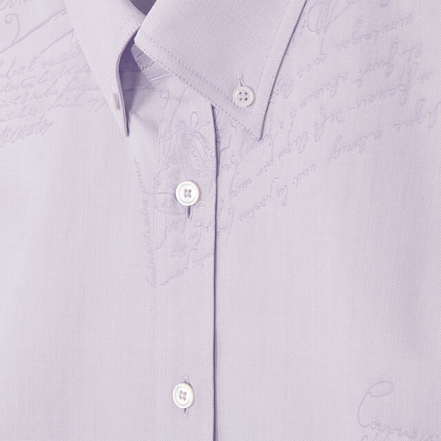 Cotton Scritto Alessandro Buttondown Shirt, LILAC, hi-res 2