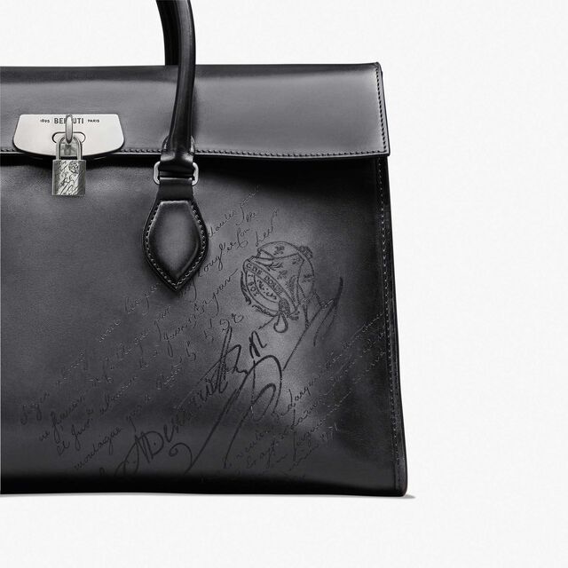 E'Mio Scritto Leather Briefcase, NERO GRIGIO, hi-res 5