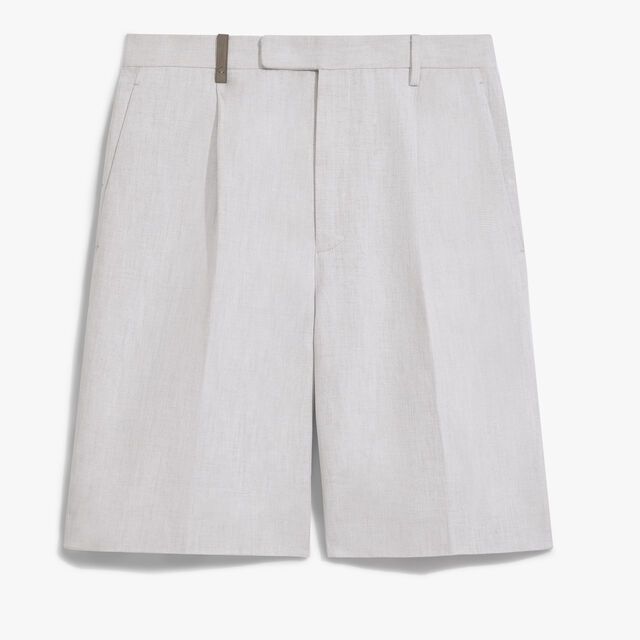 Formal Pleated Shorts, WHITE CANVAS, hi-res 1