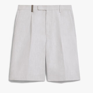 Formal Pleated Shorts, WHITE CANVAS, hi-res