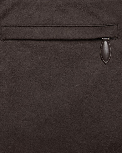 Jersey Pants with Leather Detail, Chocolate Brown, hi-res