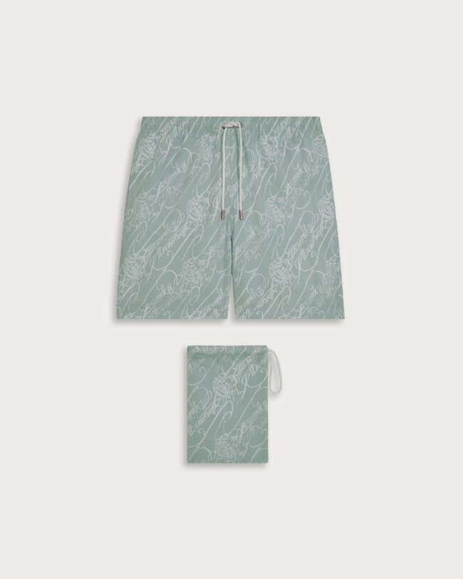Scritto Pattern Swimshort, Celadon Scritto, hi-res