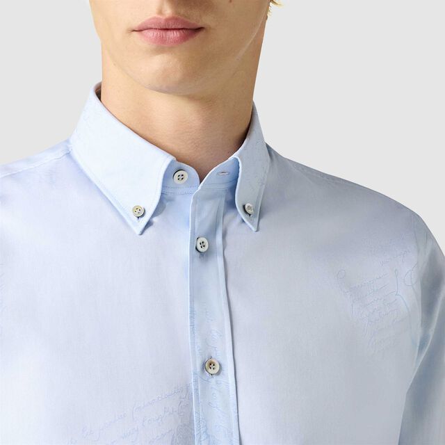 棉质Scritto图纹Alessandro Buttondown衬衫, SKY BLUE, hi-res 5