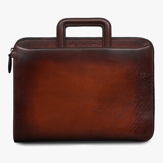 Lift II Scritto Leather Briefcase, CACAO INTENSO, hi-res