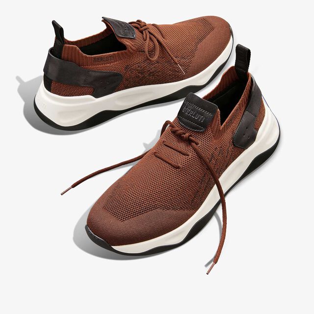 Shadow Scritto Knit And Lagoon Calf Sneaker, GRADIANT RUST, hi-res 7