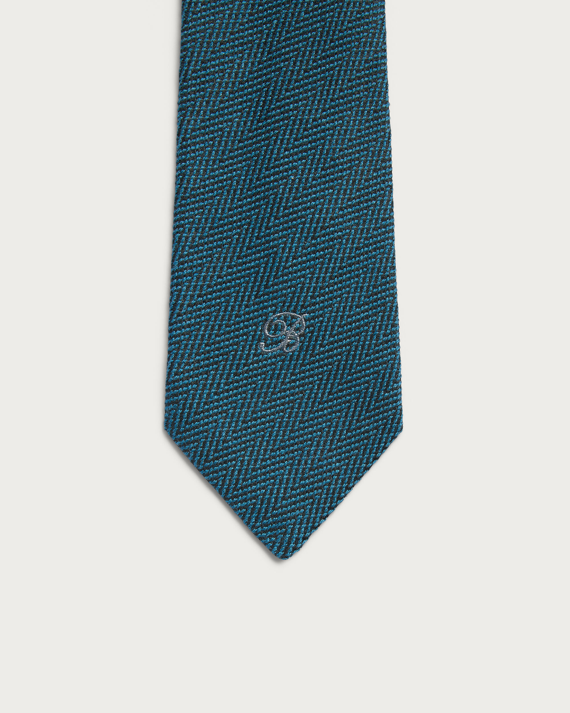 B-Thabor Embroidery Herringbone Tie, Alpine Green, hi-res