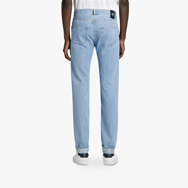 Denim Trousers With Scritto, WHITE SNOW BLUE, hi-res 3
