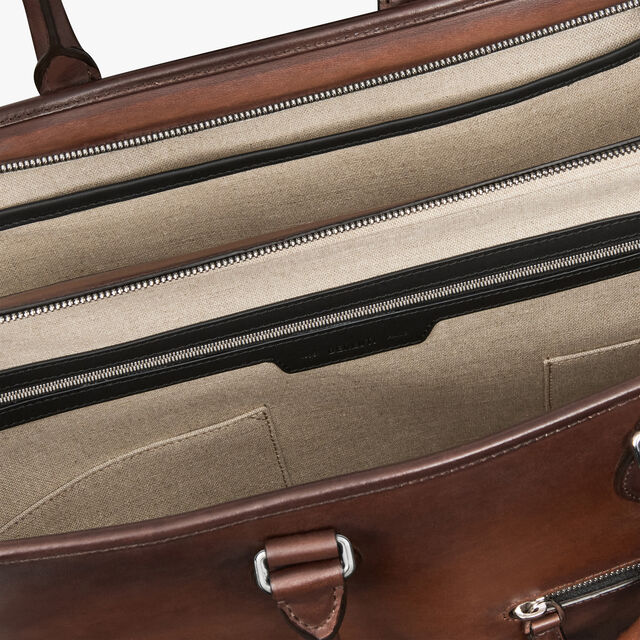 Deux Jours Scritto Leather Briefcase, CACAO INTENSO, hi-res 7