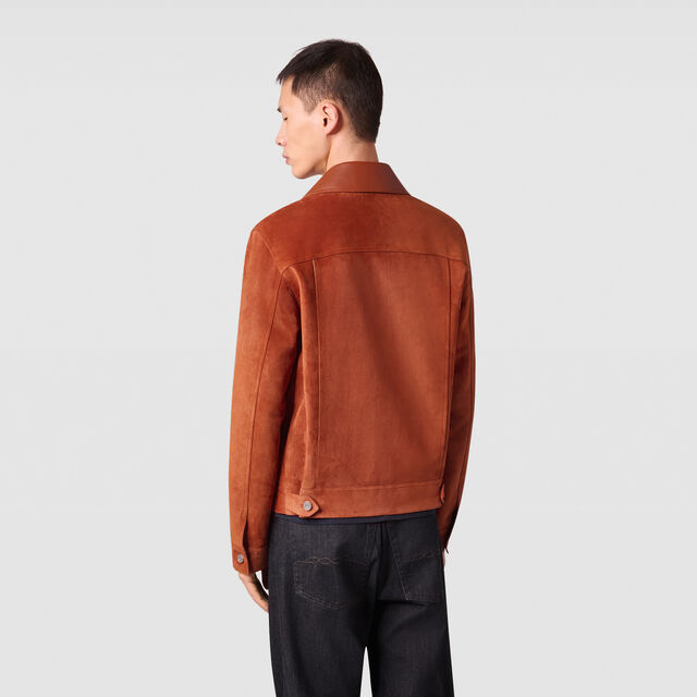 Suede Denim Jacket, ORANGE RUST, hi-res 3