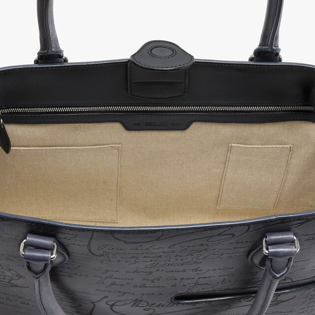 Toujours Mini Scritto Leather Tote Bag, LIGHT ALUMINIO, hi-res 5