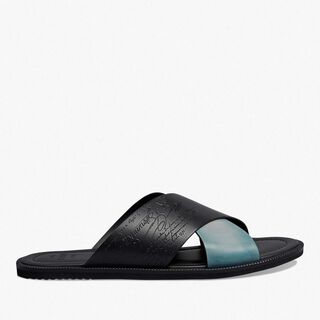 Sifnos Scritto Leather Sandal, BLACK+STONE DENIM, hi-res