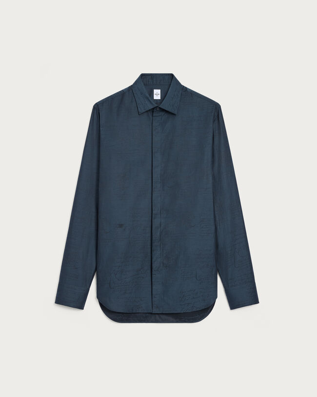 Andy Scritto Pattern Shirt, Cold Night Blue, hi-res