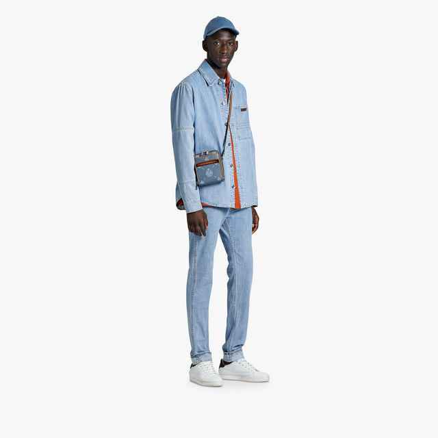 Denim Trousers With Scritto, WHITE SNOW BLUE, hi-res 4