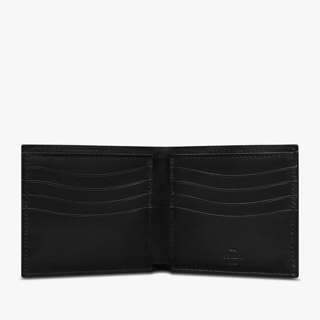 Makore Scritto Leather Compact Wallet, NERO GRIGIO, hi-res 3