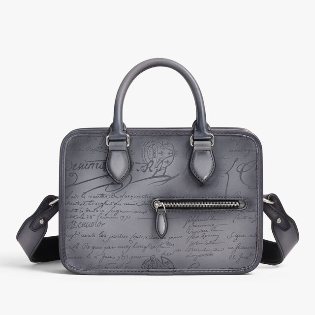 Un Jour Gulliver Scritto Leather Messenger, LIGHT ALUMINIO, hi-res 9
